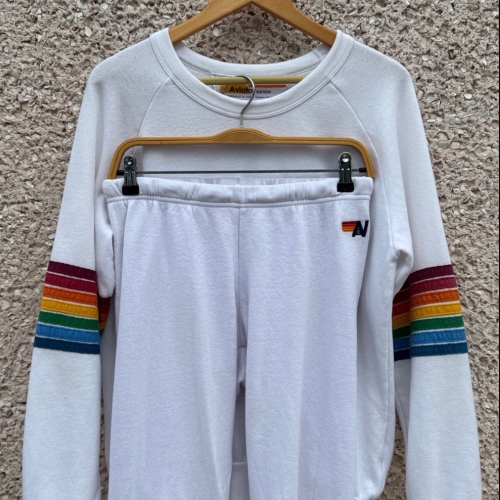 Aviator Nation Seven Stripe Rainbow Sweatsuit Set - Picture 4 of 11